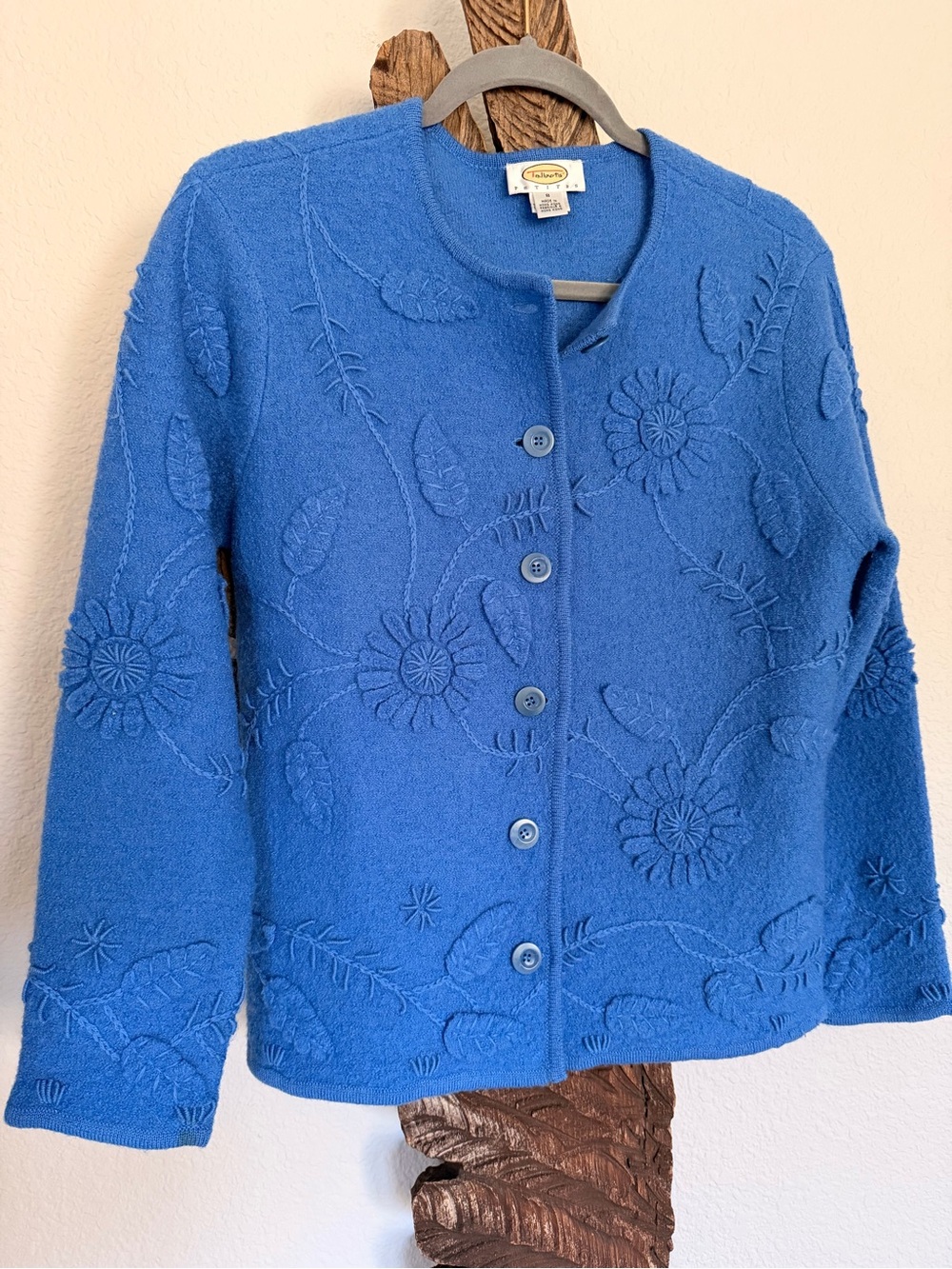 Talbots sz S p Blue 100% wool Button-Front Women's Sweater Jacket cardigan